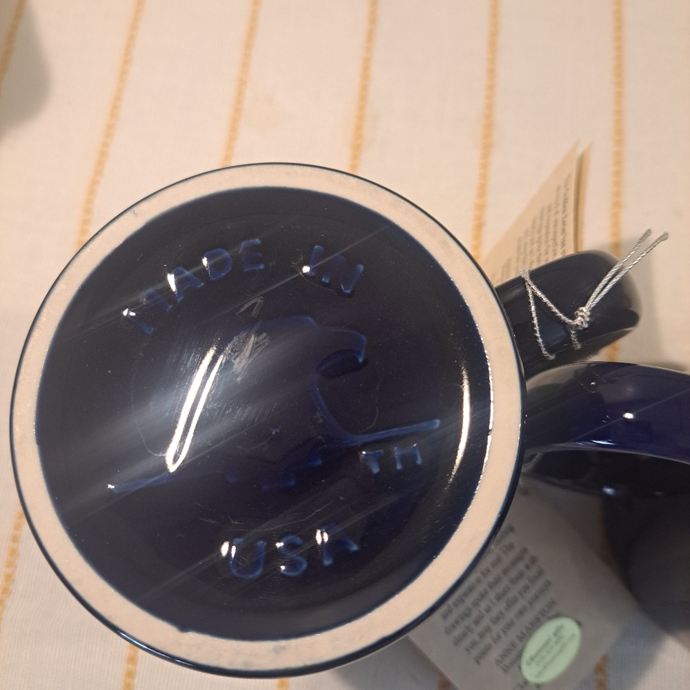2 Anne Marston Cobalt Blue Goddess Etched Coffee Mugs Cups. New with Tags - Picture 6 of 9
